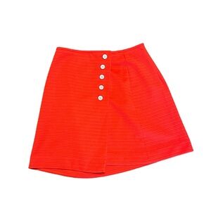 Vintage 70s button down red MOD asymmetrical mini skirt size 24